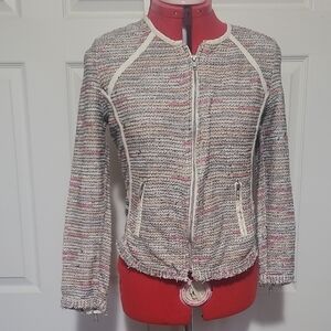 NIC+ZOE Gray Blazer with Textured Knit and Stand-Up Collar